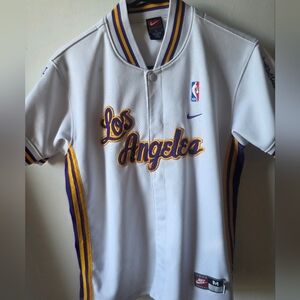 Vintage Nike Los Angeles Lakers Warm Up Jersey - Kobe Era - White and Purple M
